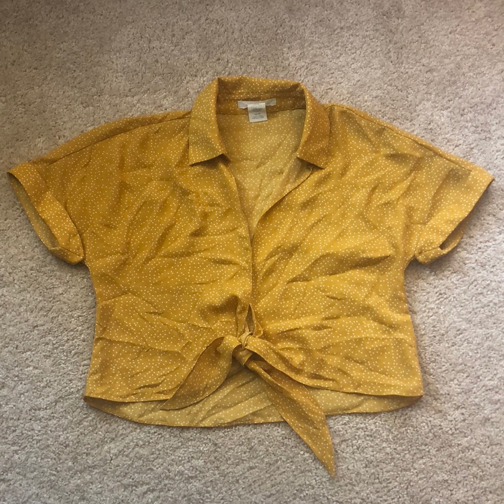 Urban Outfitters Yellow Polka Dot Tie-front Top - Picture 15 of 16